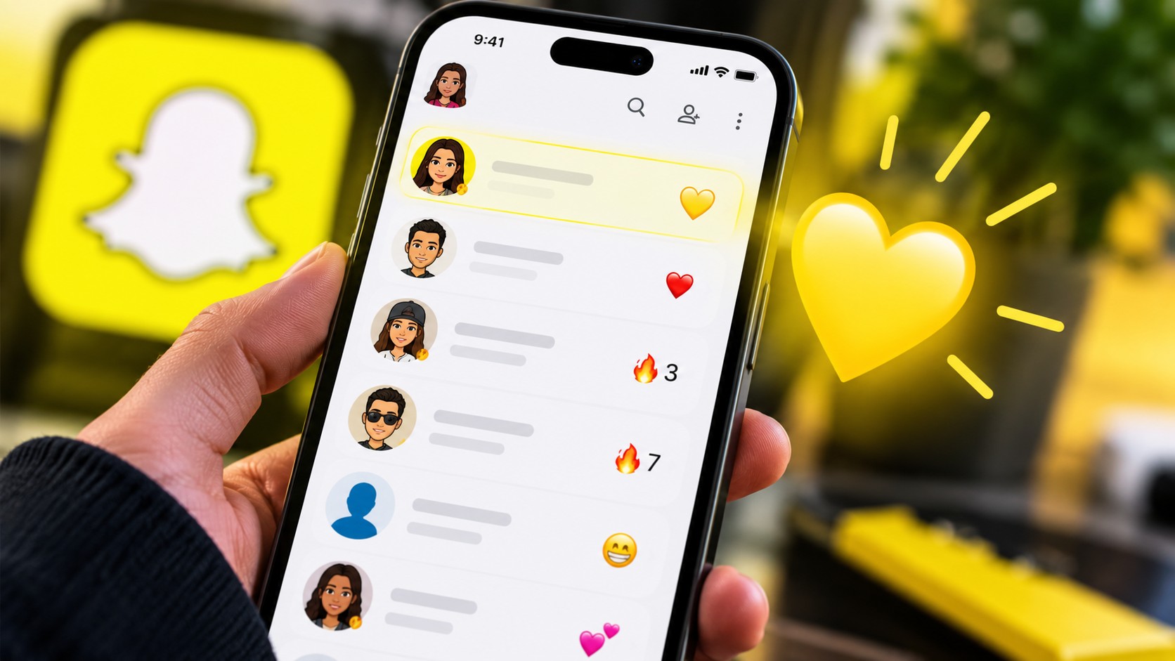 Cœur jaune Snapchat